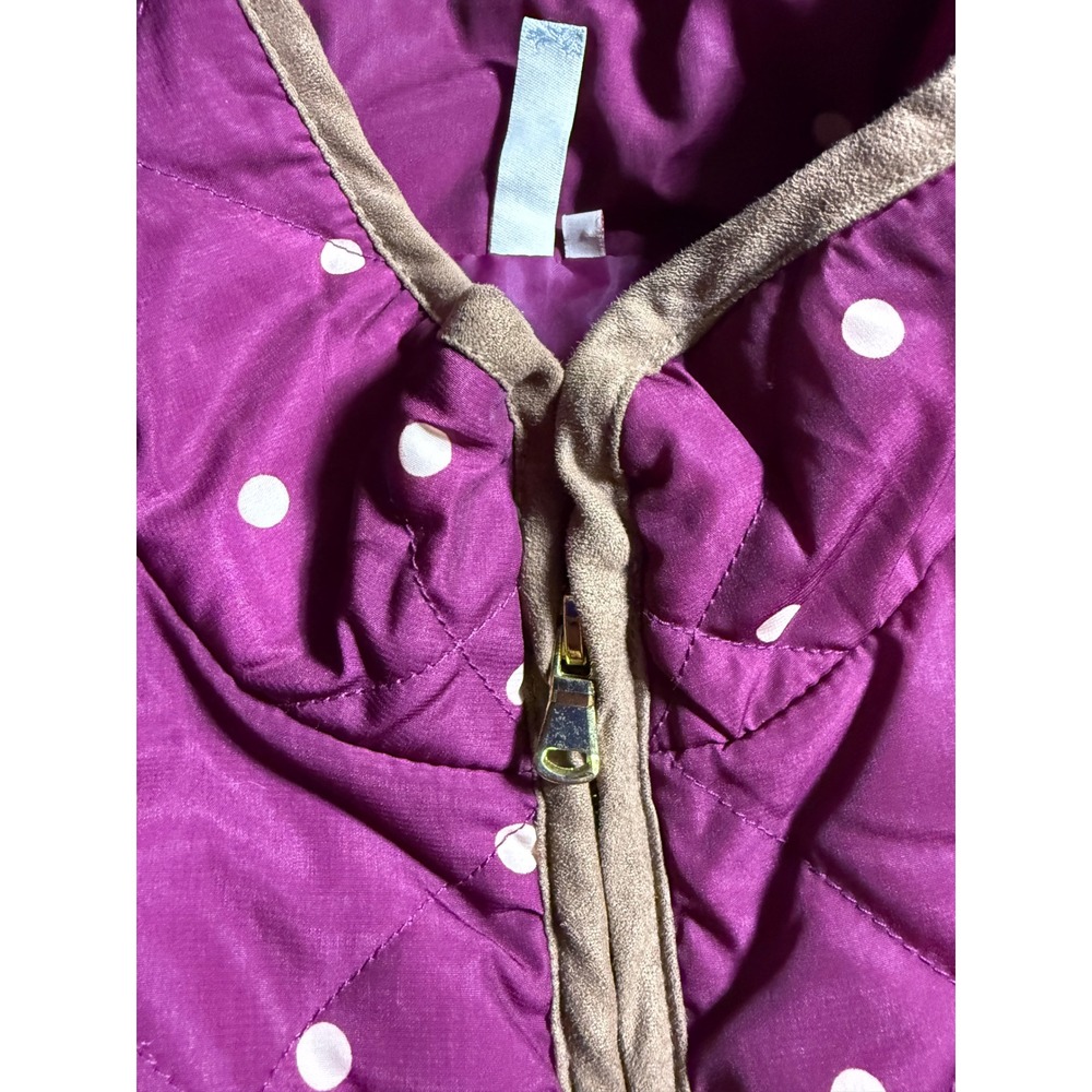 Red Camel Quilted Puffer Vest Womens Size M Purple Polka Dot Zip Front Pocket - Picture 5 of 9